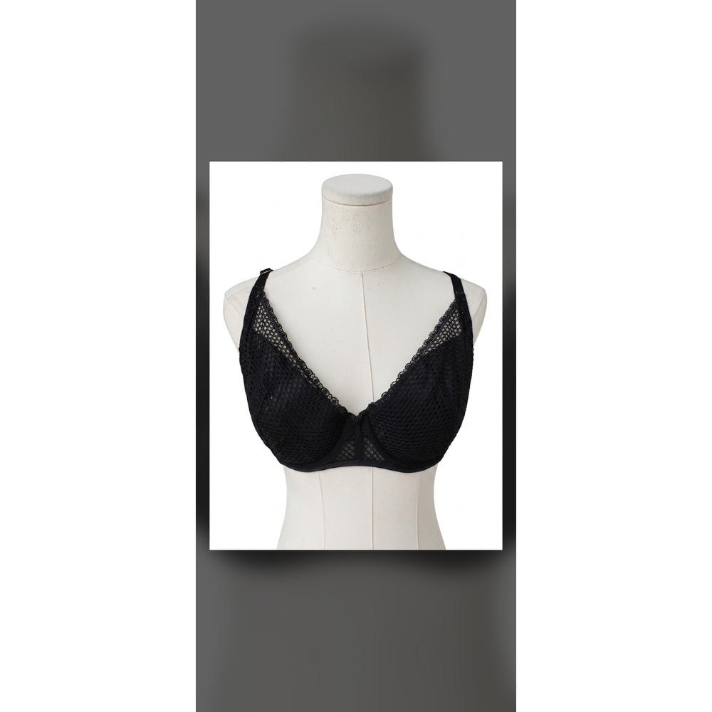 Victoria's Secret Black Plus Size Mesh Balconette Bra size 38DDD